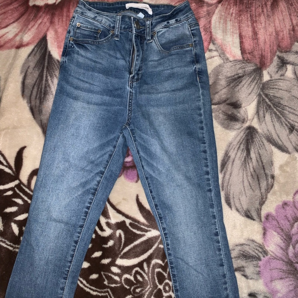 blue high rise jeans